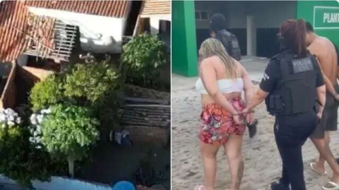Vídeo: Casal é preso após ser flagrado tentando se livrar de drogas durante operação