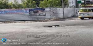 Pablo Goiano, do MDB, cobra da gestão providências para buraco no asfalto no bairro Cancela