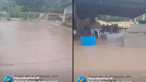 Empreendedor de Floriano diz que perdeu tudo com as águas invadindo a sua casa neste sábado. Veja