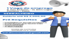 Oferta de emprego em empresa de Floriano. Salário de até R$ 2.000,00