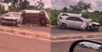 Carro colide em outro após condutor trafegar na contramão