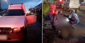 Ciclista morre ao colidir frontalmente com furgão