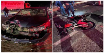 Colisão entre carro e moto na BR 230 deixa mulher com fraturas 