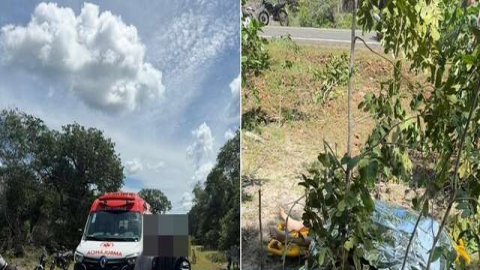 Veículo transportando três pessoas capota na BR 222 e deixa idosa morta