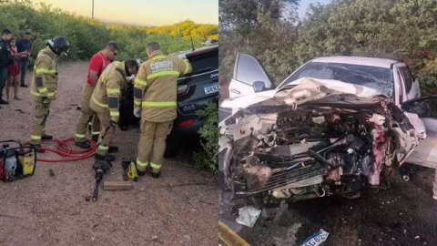 Duas pessoas ficam feridas em colisão frontal entre veículos na PI 140