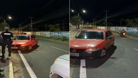Acidente num trecho da Avenida Calisto Lobo em Floriano. Um veículo bateu no canteiro central