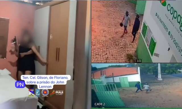 Imagens do momento em que John Lennon está com a jovem como refém e um revólver na mão