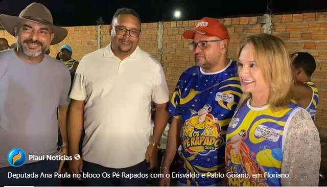 Dep. Ana Paula na companhia do Erisvaldo e Pablo Goiano participou do Bloco Os Pé Rapados