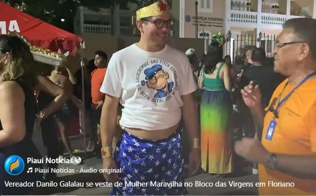 Vereador Danilo Galalau, de Floriano, se vestiu de Mulher Maravilha no Bloco das Virgens