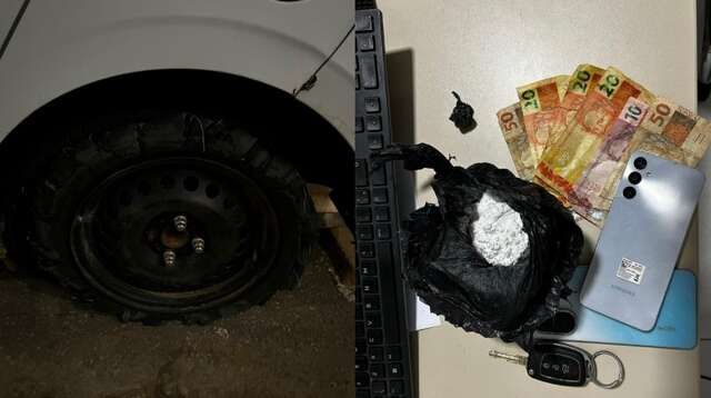 Casal é preso com cocaína após polícia atirar em pneu de veículo para conter fuga